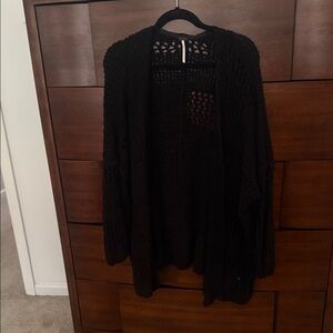 Free People Black Open-Knit Cardigan